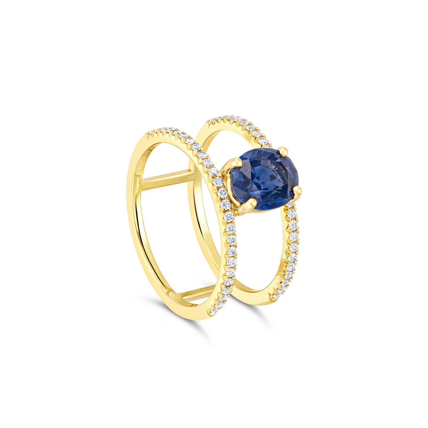 bespoke oval sapphire double band ring
