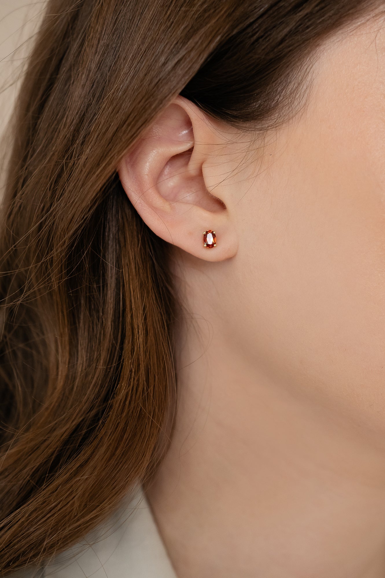 Oval Pink Tourmaline Stud
