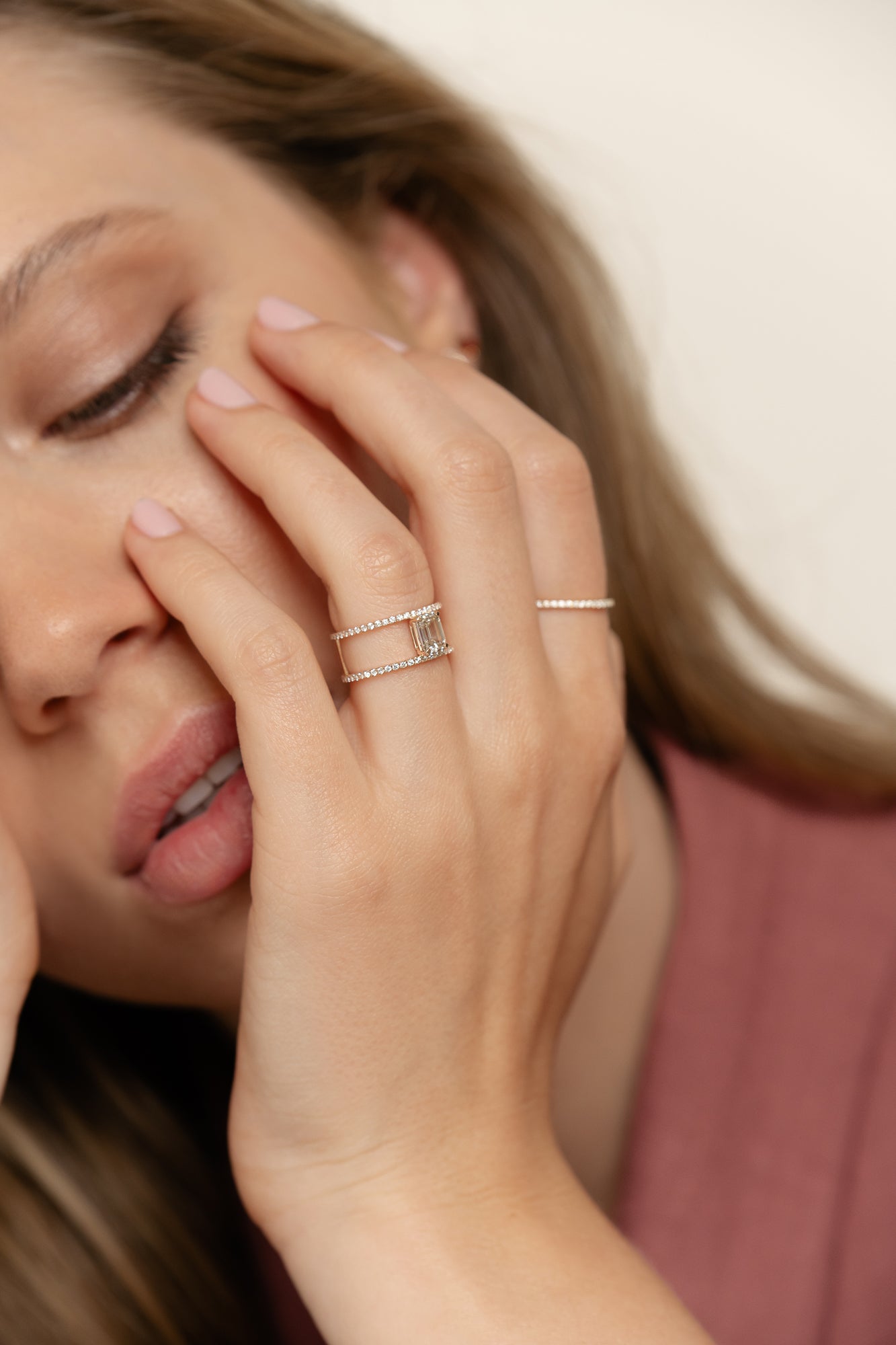 Emerald-cut Double Band Ring